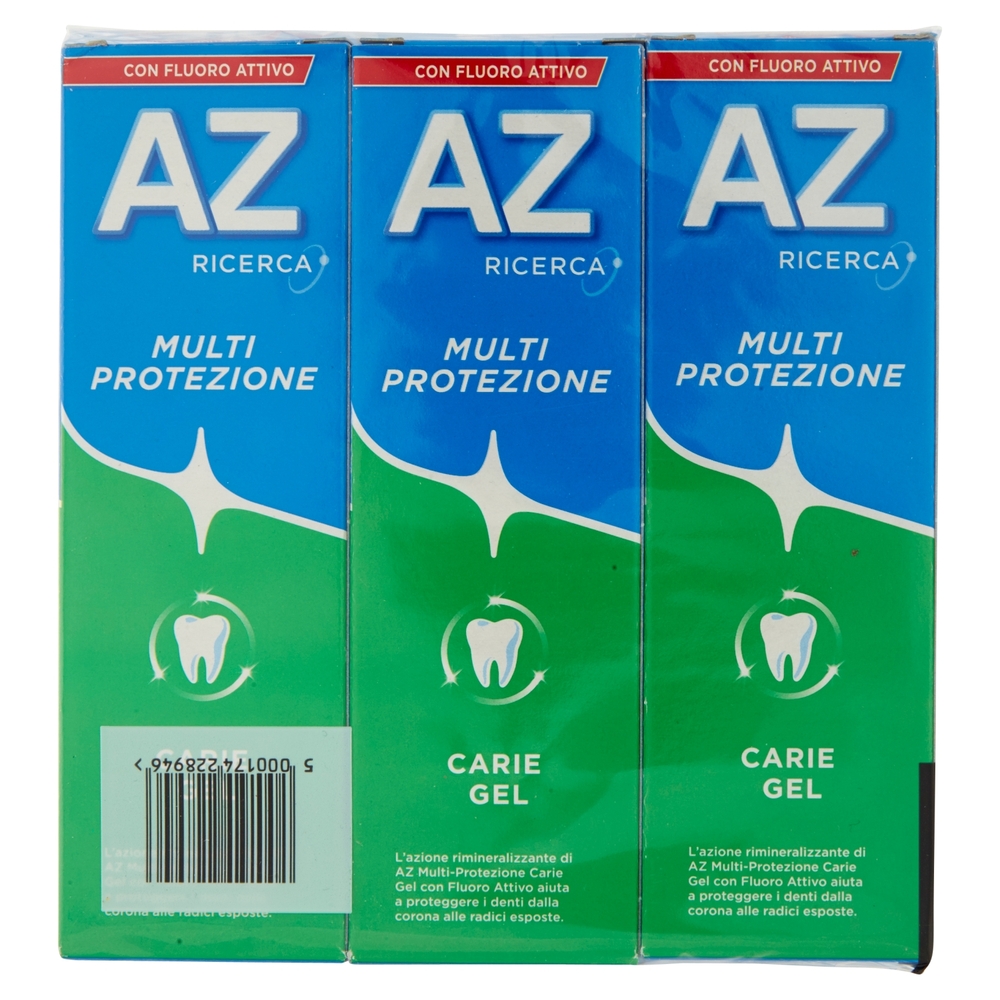 AZ Ricerca Dentifricio con Fluoro Attivo Multi Protezione Carie Gel 6x75 ml